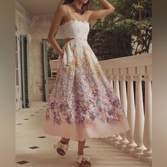 Zimmermann Womens Jude Linen Midi Dress, White - Picture 3 of 8